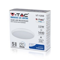 VTAC PLAFONIERA LED ROTONDA 12W 6400K Ø:270 IP65 120LM/W CON