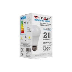 VTAC LAMPADINA LED GOCCIA 11W E27 6400K A60 CON SENSORE DI MOVIMENTO - SKU:  2765 - VT-2211