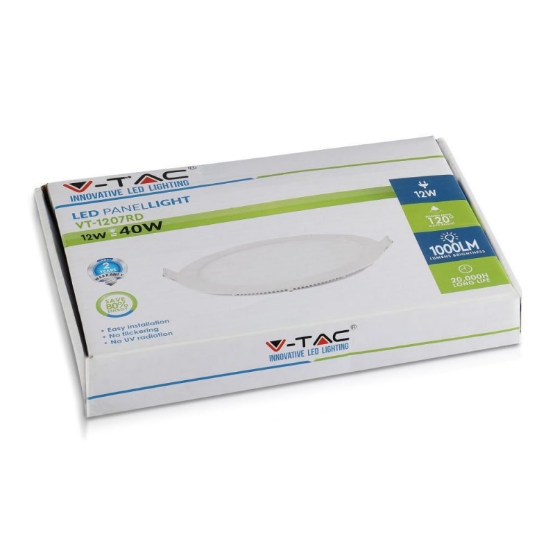 V Tac Mini Pannello Led Da Incasso W K Lm Rotondo Mm Foro Mm Bianco Sku